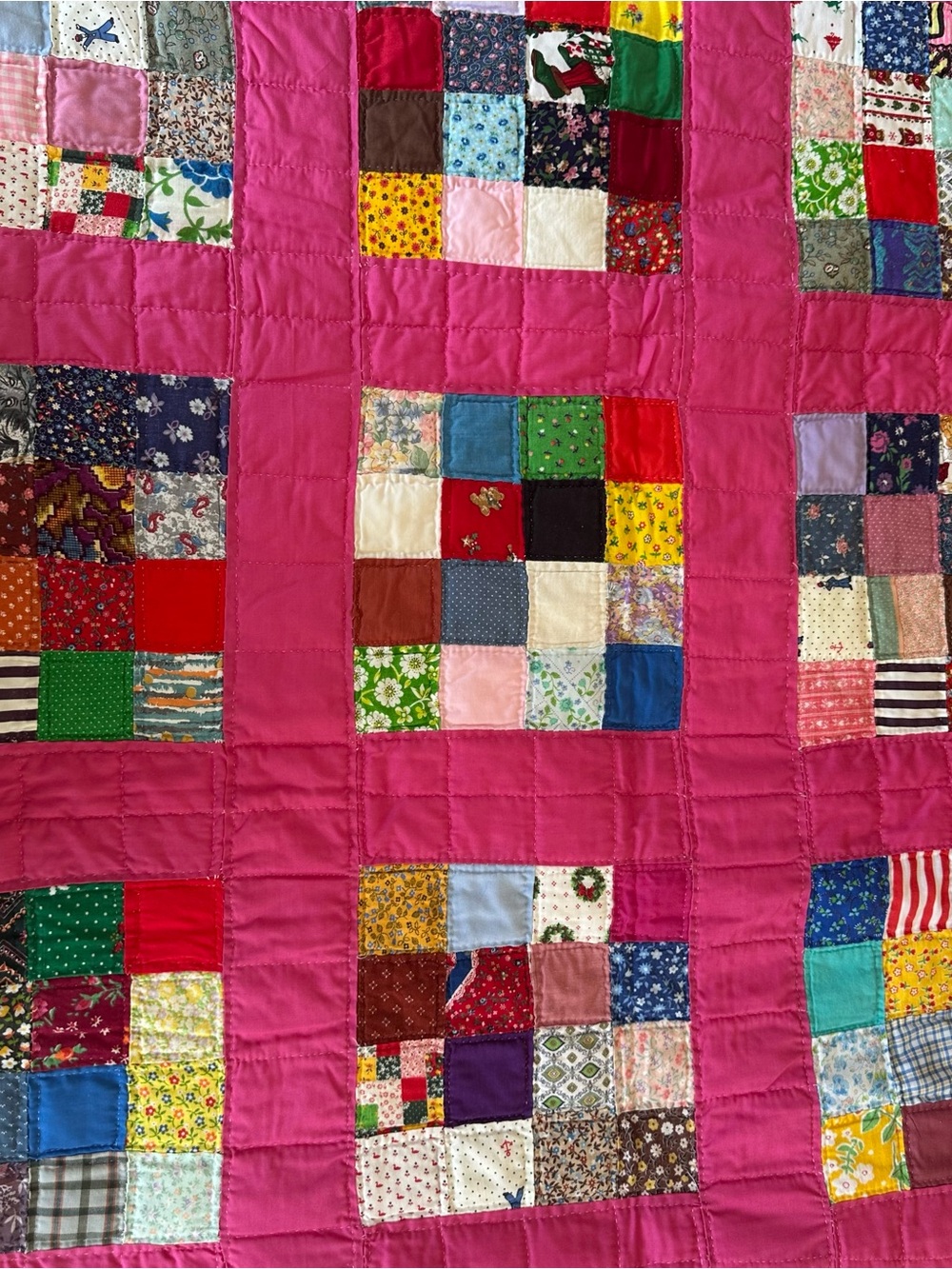 Handmade Pink Patchwork Quilt - Vintage Style